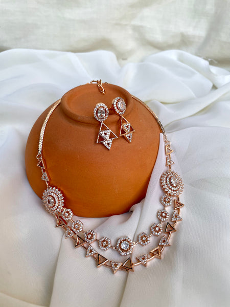 Two layer rose polish necklace with studs- Design C