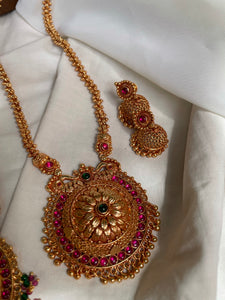 Antique Gold Haram with Jhumkas
