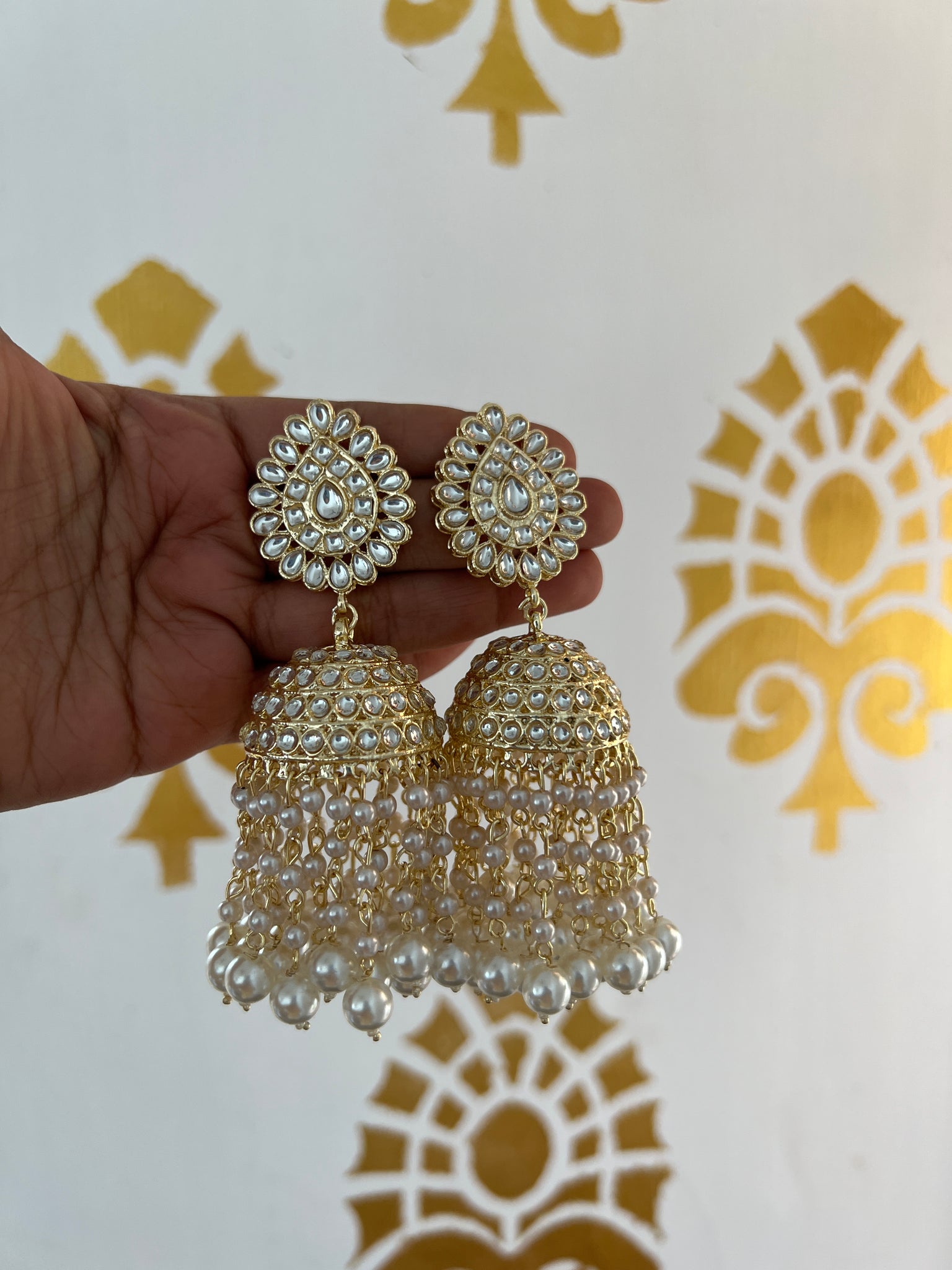 Big Jhumka earrings for women Peach color Jhumka Latest design