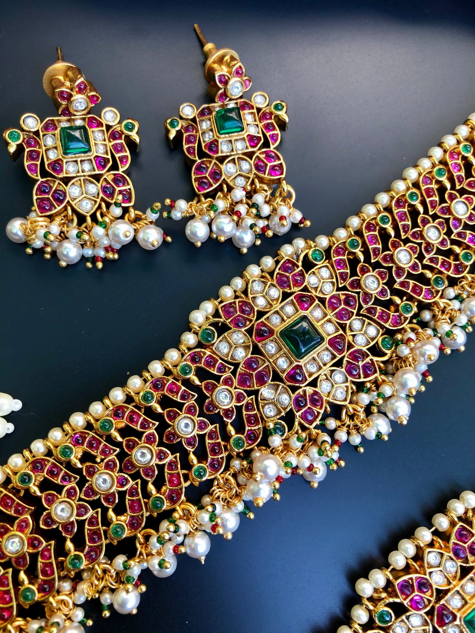 Bridal kemp choker with earrings