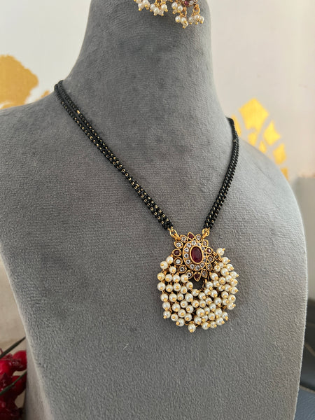 Ruby kemp mangalsutra with studs