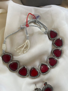 Ruby candy stone necklace with studs