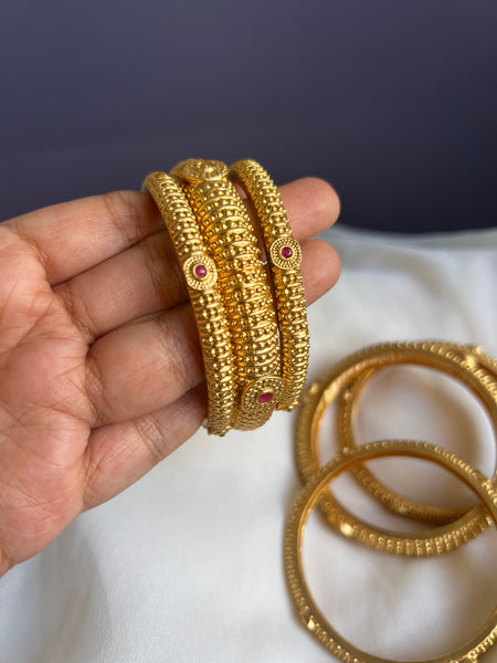 Ruby white Designer matte bangles set of 6