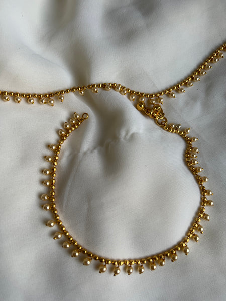 Pearl gold anklets A