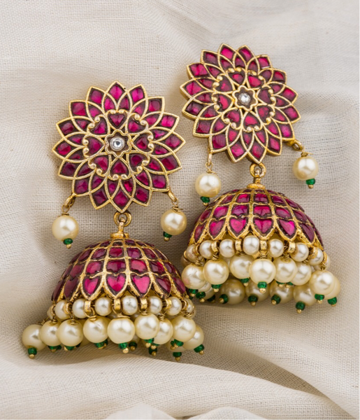 Kundan floral Jhumkas - I
