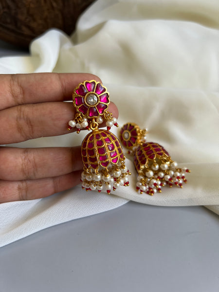 Kundan flower Jhumkas