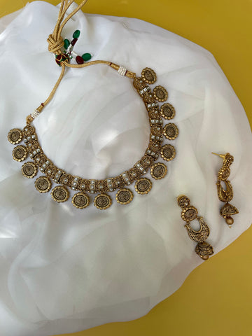 Antique Kundan necklace with Jhumkas