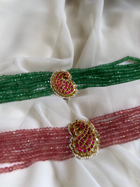 Kundan peacock pendant choker