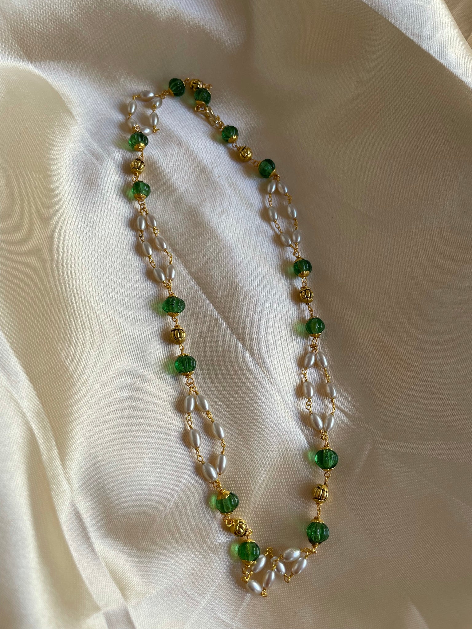 Pumpkin bead Pearl maala