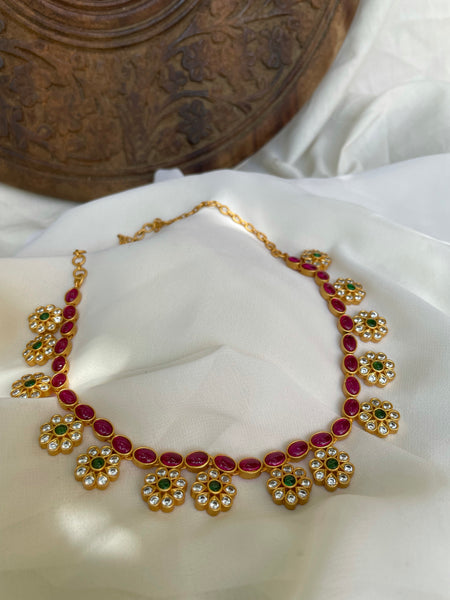 Elegant flower necklace with studs- Design C