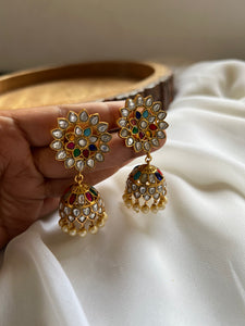 Kundan flower Jhumkas