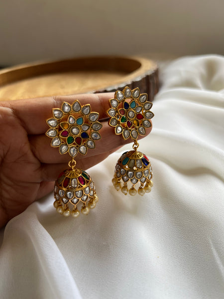 Kundan flower Jhumkas