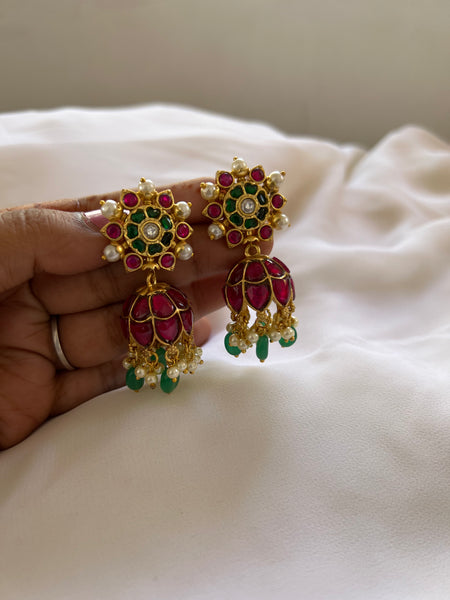 Kundan chakra Jhumkas