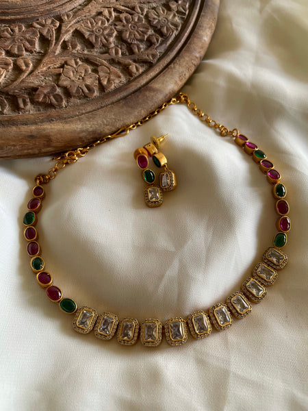 Kemp necklace with ad stone details(4 Colors)