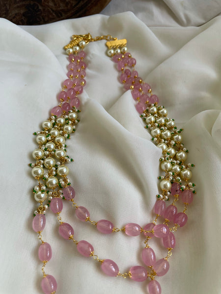 3 layer bead maala with pearls