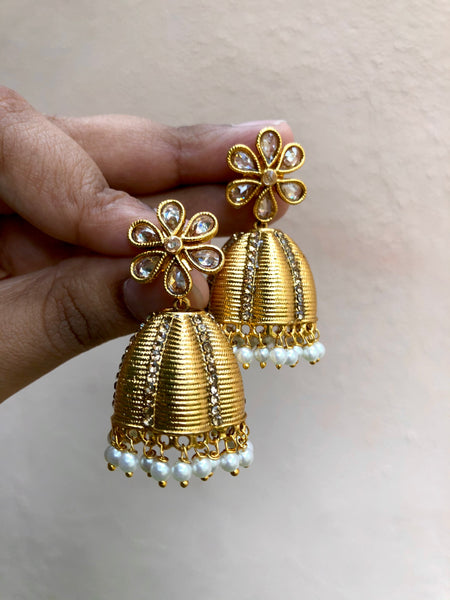 Polki flower Jhumkas