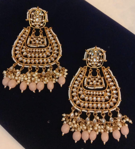 Kundan lookalike Chaandbalis with beads