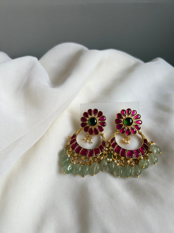 Kundan flower Chaandbalis