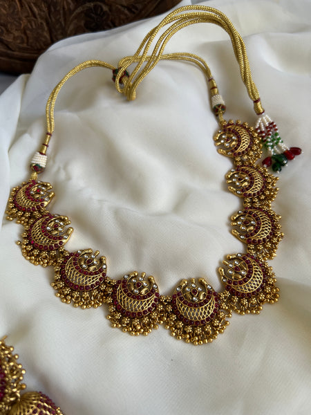 Kemp ruby chaand necklace with Jhumkas