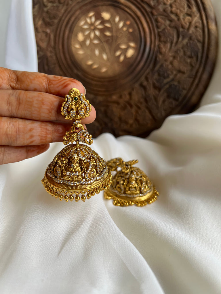 Premium gold like Lakshmi Temple jhumkas House of Jhumkas