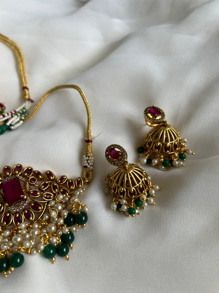Kemp peacock choker with jhumkas