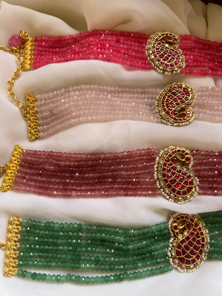 Kundan peacock pendant choker