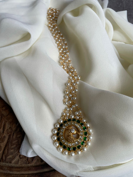 Kundan peacock Pearl pendant maala