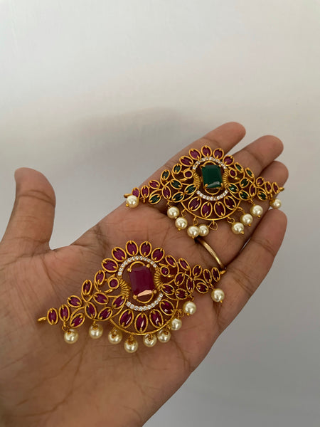 Mini kemp peacock choker with jhumkas