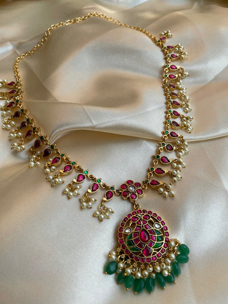 Kundan peacock tear drop maala