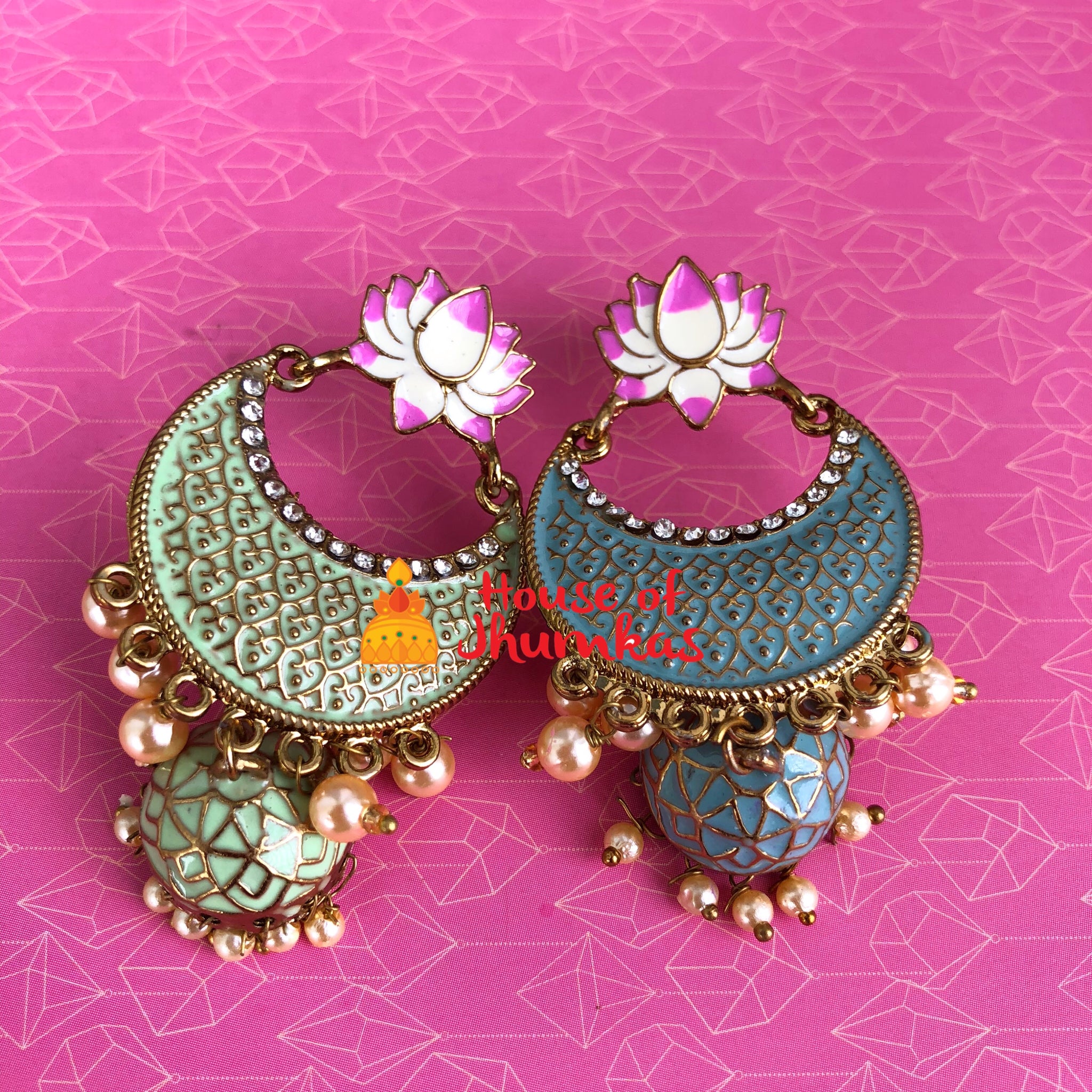 Pastel Hamsa Bali Jhumkas