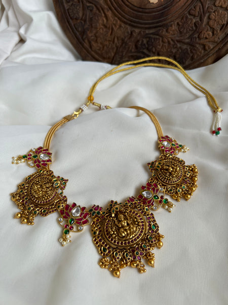 Nagas antique Lakshmi with Kundan lotus necklace