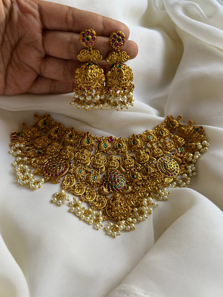 Lakshmi kemp flower necklace with Jhumkas