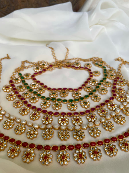Elegant flower necklace with studs- Design C