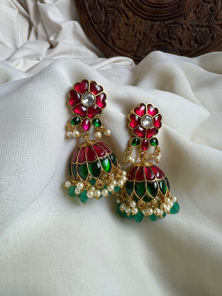 Kundan floral Jhumkas