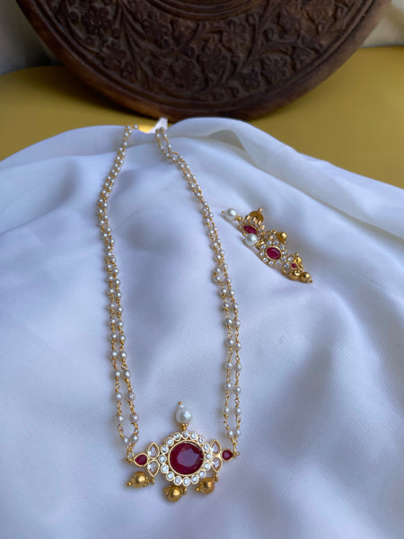 Pearl Mangal sutra with gold drops