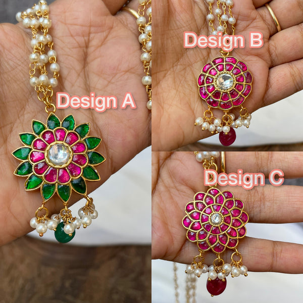 Kundan flower pendant maala
