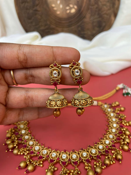 Antique Kundan necklace with ruby beads