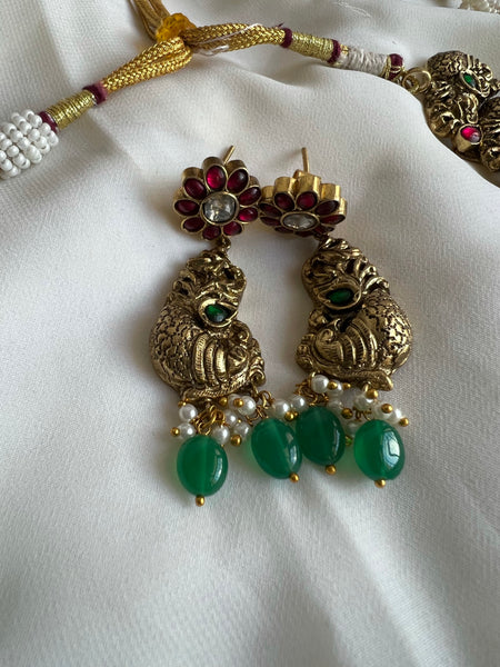 Antique polish Nagas Lakshmi necklace with earrings
