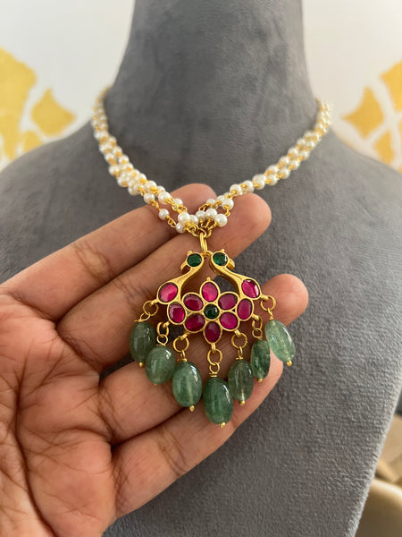 Kundan flower pendant maala