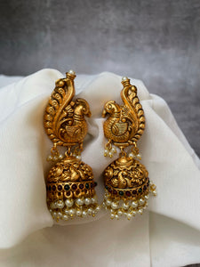 Peacock kemp jhumkas