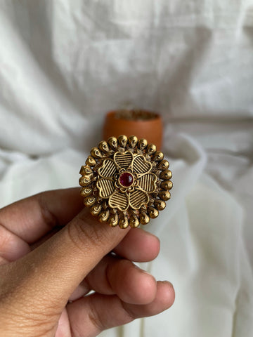 Ruby antique flower ring