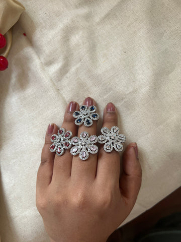 Stone flower adjustable ring