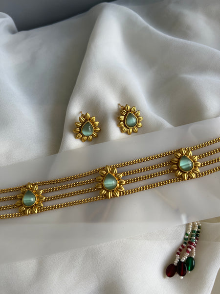 Pastel stone designer choker with studs