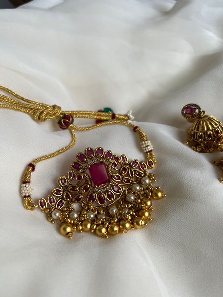 Kemp peacock choker with jhumkas