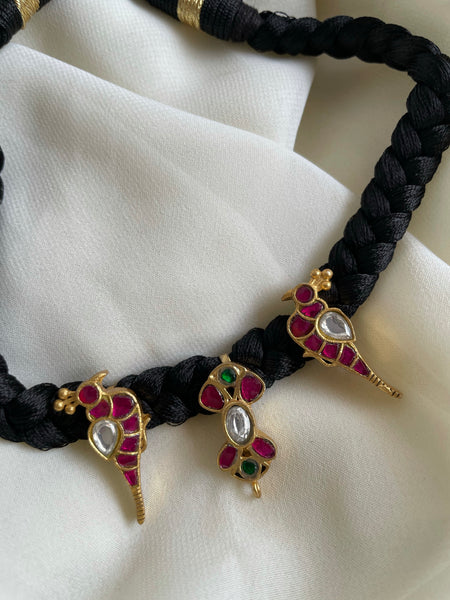 Kundan parrot thread choker