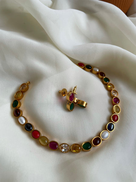 Grand navaratna necklace set