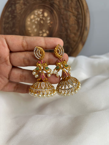 Stone cutwork jhumkas