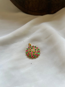 Kundan flower silver pendant