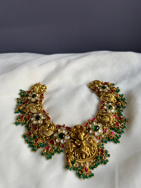 Antique Krishna peacock Kundan necklace with studs