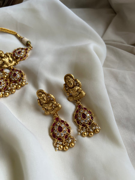 Bridal full neck Lakshmi kemp choker with earrings